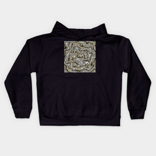 Liquid pour design in grey, black, gold, and white Kids Hoodie